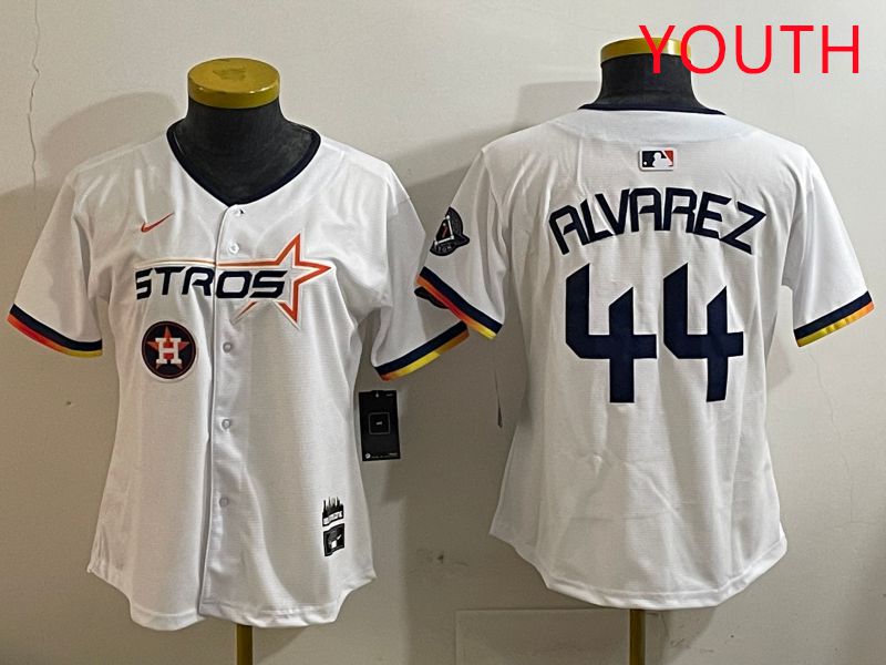 Youth Houston Astros #44 Alvarez White three generations Joint Name Nike 2025 MLB Jersey style 12->youth mlb jersey->Youth Jersey